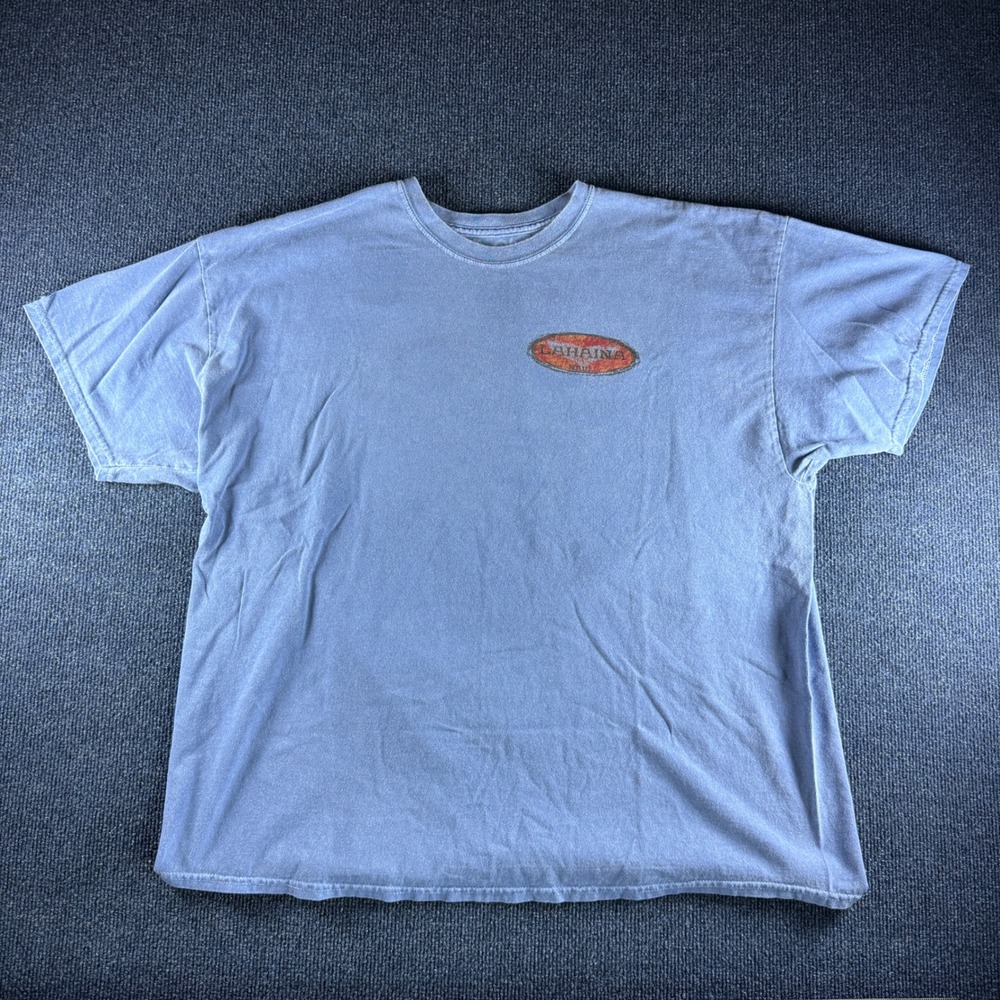 Blue 84 Lahaina Maui Hawaii Whale Tail Graphic T-Shirt Faded Blue Mens XL
